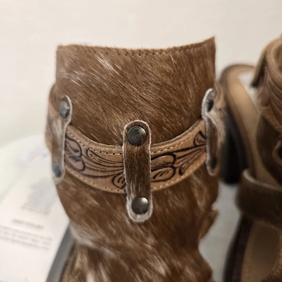 MYRA CORA JO Cowhide Leather Western Strap Booties/shoes. Ladies 8 - Picture 3 of 11